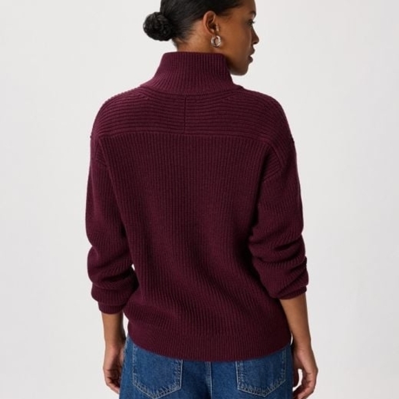 NWT. Quince Australian Merino Wool Half Zip Sweater, Barolo Burgundy (S) - Picture 7 of 17